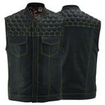 ADM Men’s SOA Real Cowhide Leather Motorcycle Vest – Concealed Carry Biker Vest with Band Collar, Side Zipper & Club Riding Style ADM LEATHER