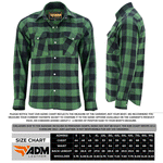 ADM Leather Flannel Shirt, Men’s Green Black Check Motorcycle Shirt Jacket, Heavyweight Rugged Outdoor Flannel, Thick Durable Biker Riding Shirt ADM LEATHER