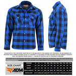 ADM Leather Men’s Flannel Blue Black check Motorbike Shirt – Heavyweight, Quilted, Checked Durable ,Thick Men’s Outdoor Rugged Flannel Shirt Jacket ADM LEATHER