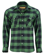 ADM Leather Flannel Shirt, Men’s Green Black Check Motorcycle Shirt Jacket, Heavyweight Rugged Outdoor Flannel, Thick Durable Biker Riding Shirt ADM LEATHER