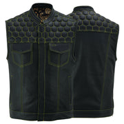 ADM Men’s SOA Real Cowhide Leather Motorcycle Vest – Concealed Carry Biker Vest with Band Collar, Side Zipper & Club Riding Style ADM LEATHER