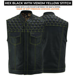 ADM Men’s SOA Real Cowhide Leather Motorcycle Vest – Concealed Carry Biker Vest with Band Collar, Side Zipper & Club Riding Style ADM LEATHER