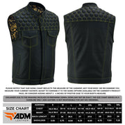 ADM Men’s SOA Real Cowhide Leather Motorcycle Vest – Concealed Carry Biker Vest with Band Collar, Side Zipper & Club Riding Style ADM LEATHER