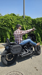 ADM Leather Flannel Shirt, Men’s Dark Brown White Check Motorcycle Shirt Jacket, Heavyweight Quilted Biker Flannel, Rugged Outdoor Durable Shirt ADM LEATHER