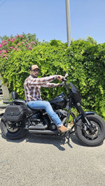 ADM Leather Flannel Shirt, Men’s Dark Brown White Check Motorcycle Shirt Jacket, Heavyweight Quilted Biker Flannel, Rugged Outdoor Durable Shirt ADM LEATHER