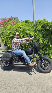 ADM Leather Flannel Shirt, Men’s Dark Brown White Check Motorcycle Shirt Jacket, Heavyweight Quilted Biker Flannel, Rugged Outdoor Durable Shirt ADM LEATHER