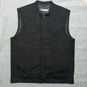 ADM Leather SOA Style Cordura Motorcycle Vest for Men _Concealed Carry,Riding Club Vest ADM LEATHER