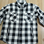 ADM Leather Men’s Flannel Shirt – Heavyweight, Quilted, Checked Durable Black & White,Thick Men’s Outdoor Rugged Flannel Shirt Jacket ADM LEATHER