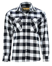 ADM Leather Men’s Flannel Shirt – Heavyweight, Quilted, Checked Durable Black & White,Thick Men’s Outdoor Rugged Flannel Shirt Jacket ADM LEATHER