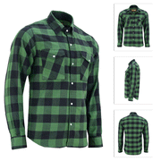ADM Leather Flannel Shirt, Men’s Green Black Check Motorcycle Shirt Jacket, Heavyweight Rugged Outdoor Flannel, Thick Durable Biker Riding Shirt ADM LEATHER