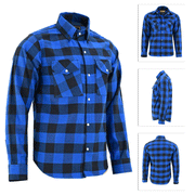 ADM Leather Men’s Flannel Blue Black check Motorbike Shirt – Heavyweight, Quilted, Checked Durable ,Thick Men’s Outdoor Rugged Flannel Shirt Jacket ADM LEATHER