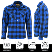 ADM Leather Men’s Flannel Blue Black check Motorbike Shirt – Heavyweight, Quilted, Checked Durable ,Thick Men’s Outdoor Rugged Flannel Shirt Jacket ADM LEATHER