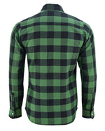 ADM Leather Flannel Shirt, Men’s Green Black Check Motorcycle Shirt Jacket, Heavyweight Rugged Outdoor Flannel, Thick Durable Biker Riding Shirt ADM LEATHER