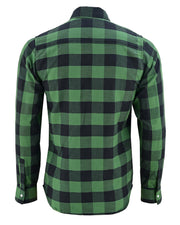 ADM Leather Flannel Shirt, Men’s Green Black Check Motorcycle Shirt Jacket, Heavyweight Rugged Outdoor Flannel, Thick Durable Biker Riding Shirt ADM LEATHER