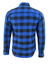 ADM Leather Men’s Flannel Blue Black check Motorbike Shirt – Heavyweight, Quilted, Checked Durable ,Thick Men’s Outdoor Rugged Flannel Shirt Jacket ADM LEATHER