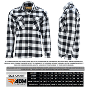 ADM Leather Men’s Flannel Shirt – Heavyweight, Quilted, Checked Durable Black & White,Thick Men’s Outdoor Rugged Flannel Shirt Jacket ADM LEATHER
