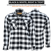 ADM Leather Men’s Flannel Shirt – Heavyweight, Quilted, Checked Durable Black & White,Thick Men’s Outdoor Rugged Flannel Shirt Jacket ADM LEATHER