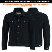 ADM Western Style Vintage Black Denim Trucker Jacket – Classic Biker Regular Fit