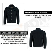 ADM Western Style Vintage Black Denim Trucker Jacket – Classic Biker Regular Fit