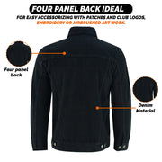 ADM Western Style Vintage Black Denim Trucker Jacket – Classic Biker Regular Fit